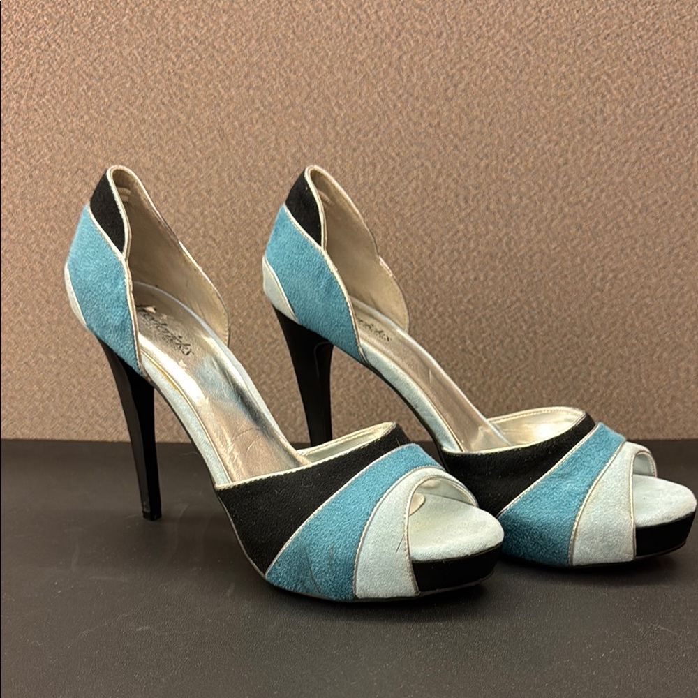 Frederick's of Hollywood Blue and Black Elegant Heels